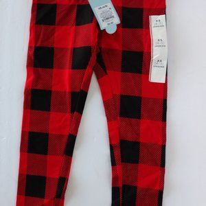 Red Black Plaid Leggings Girls Size XS(4/5) NWT